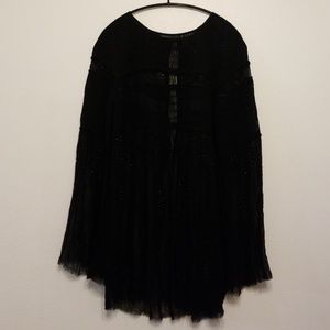 Free People sheer black metallic  embellished top